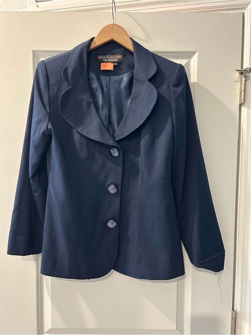 Stacy Adams Navy Women's Tailored Blazer with Decorative Shawl Collar